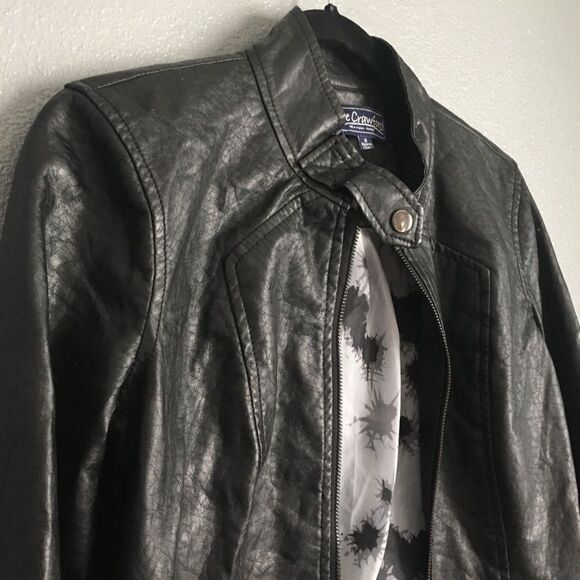 Lane Crawford • Black Faux Leather Biker Jacket Size Small - Picture 3 of 6